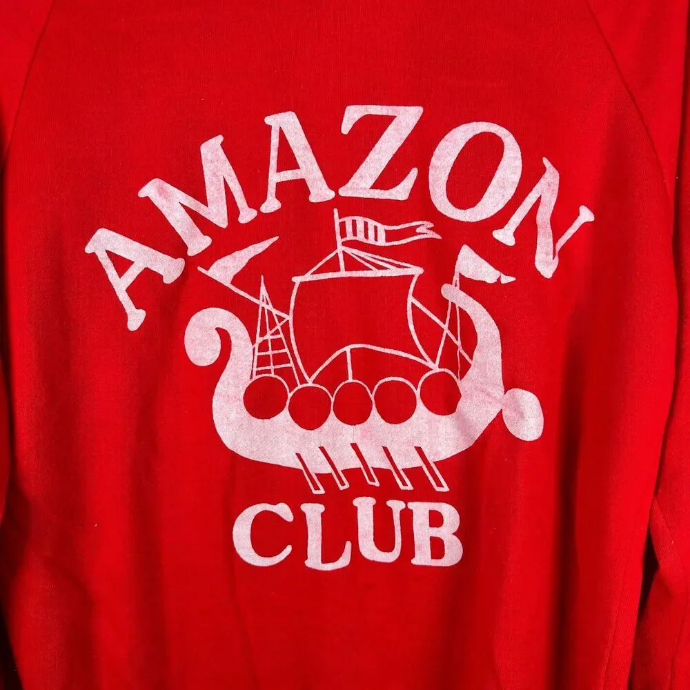 True Vintage 1980s Graphic Crewneck Seoul Rock And Roll Amazon Club Mens S Red